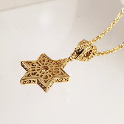 Star of David Necklace with Garnet or Citrine Gemstone