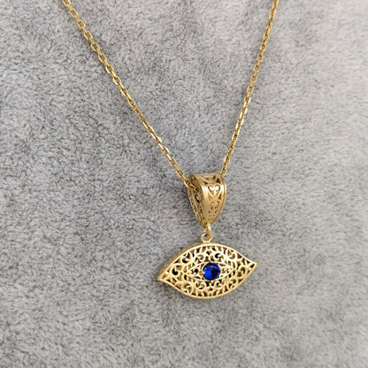 Filigree Evil Eye Pendant with Blue Crystal or Citrine Options