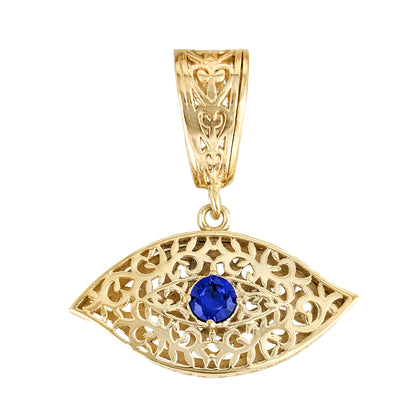 Filigree Evil Eye Pendant with Blue Crystal or Citrine Options