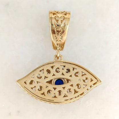 Filigree Evil Eye Pendant with Blue Crystal or Citrine Options