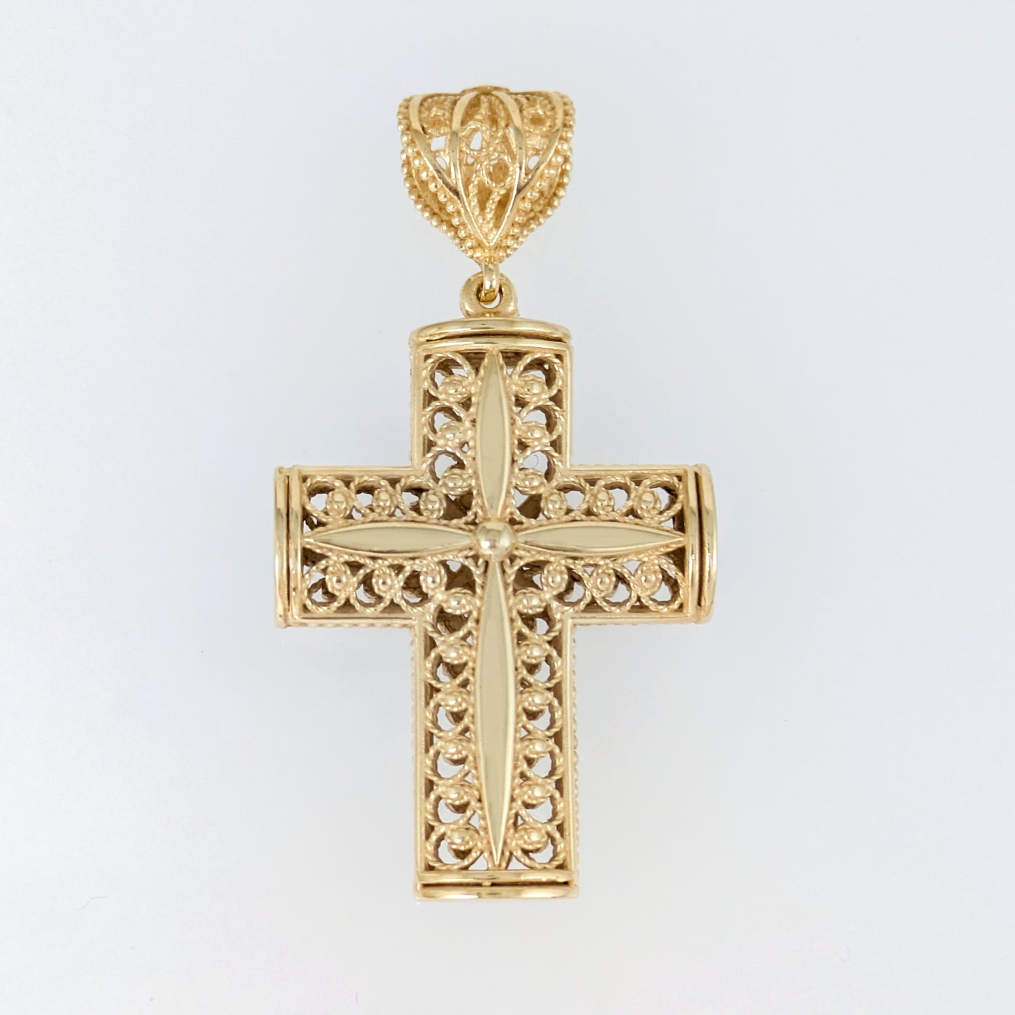 Reversible Scrollwork Cross Pendant with Dual Motif Design