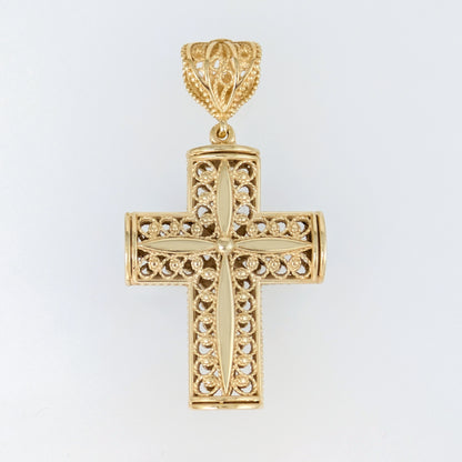 Reversible Scrollwork Cross Pendant with Dual Motif Design