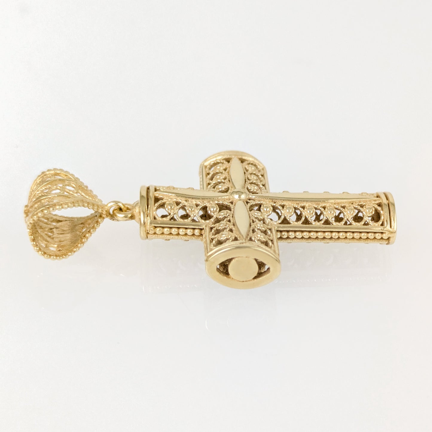 Reversible Scrollwork Cross Pendant with Dual Motif Design