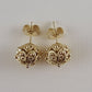 Small Cute Sphere Filigree Stud Earrings with gold milgrain accents