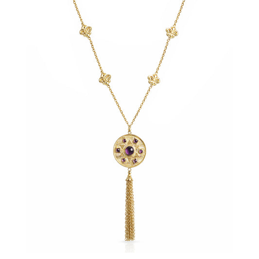 Byzantine Medallion Necklace with Amethyst and Tassel