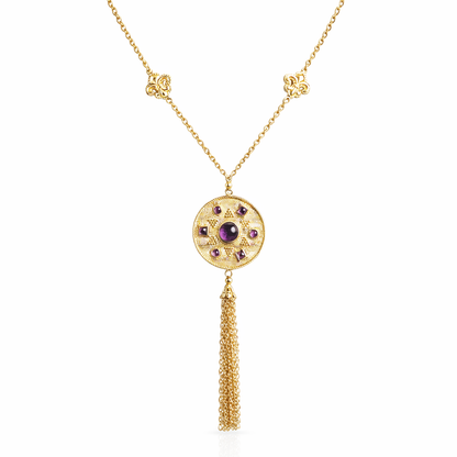 Byzantine Medallion Necklace with Amethyst and Tassel