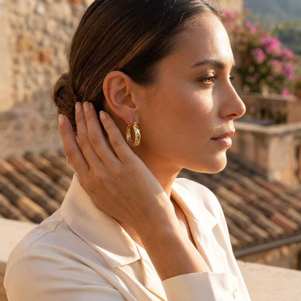 Byzantine Hoop Earrings with Woven Detail