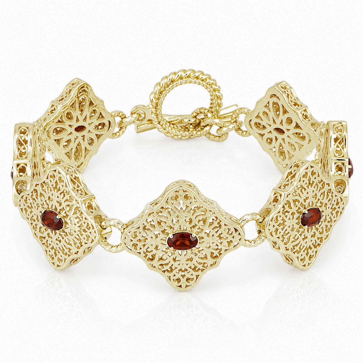 Luxurious Gemstone Panel Toggle Bracelet