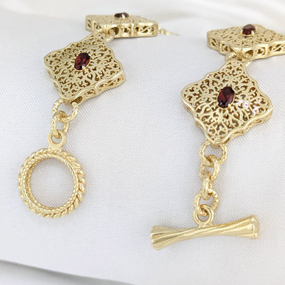 Luxurious Gemstone Panel Toggle Bracelet