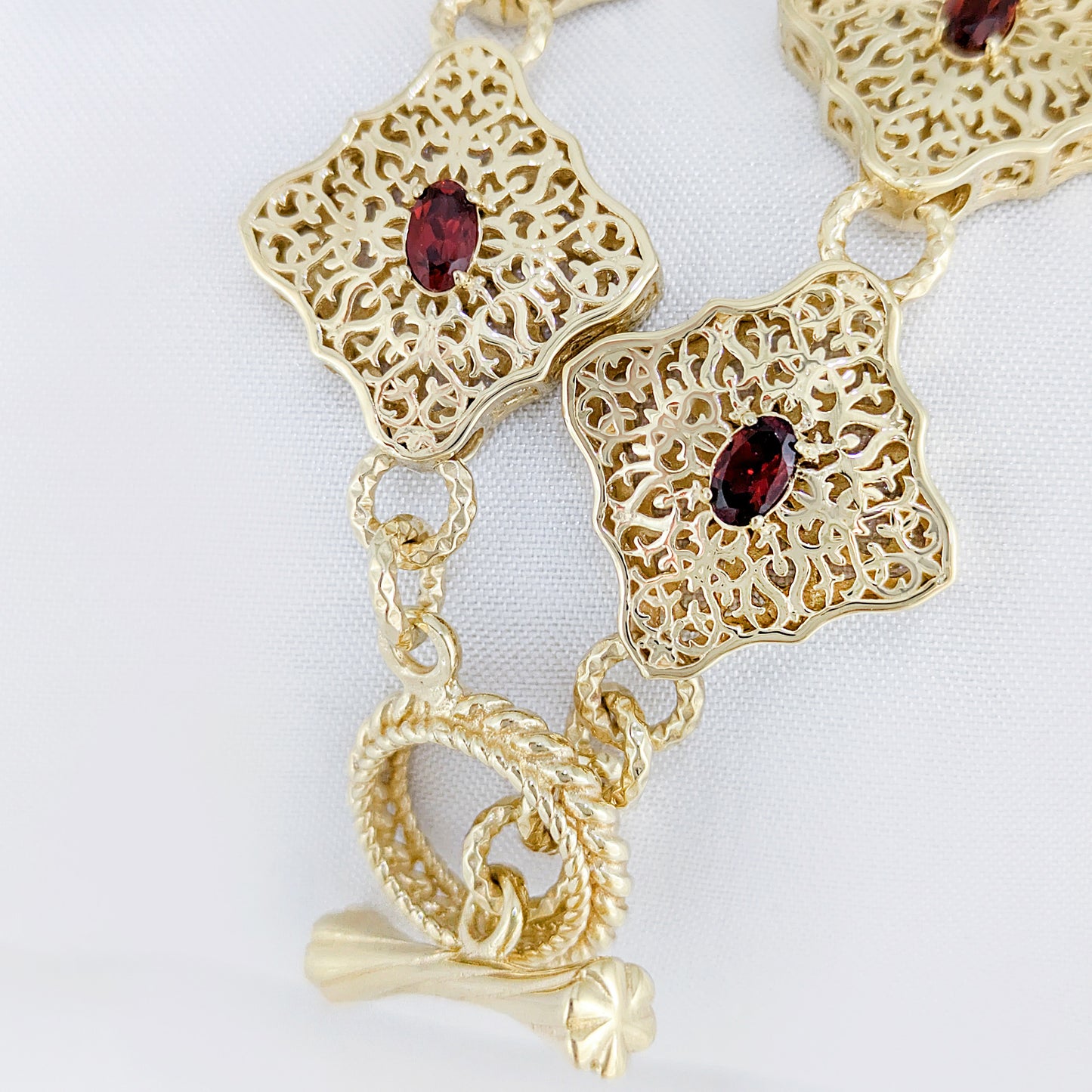 Luxurious Gemstone Panel Toggle Bracelet