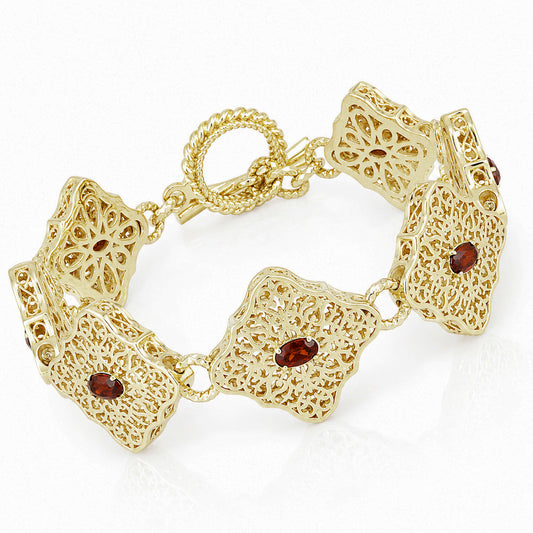 Luxurious Gemstone Panel Toggle Bracelet