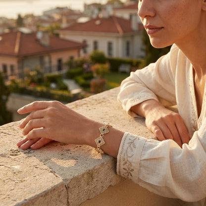Luxurious Gemstone Panel Toggle Bracelet