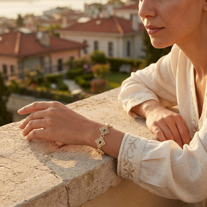 Luxurious Gemstone Panel Toggle Bracelet