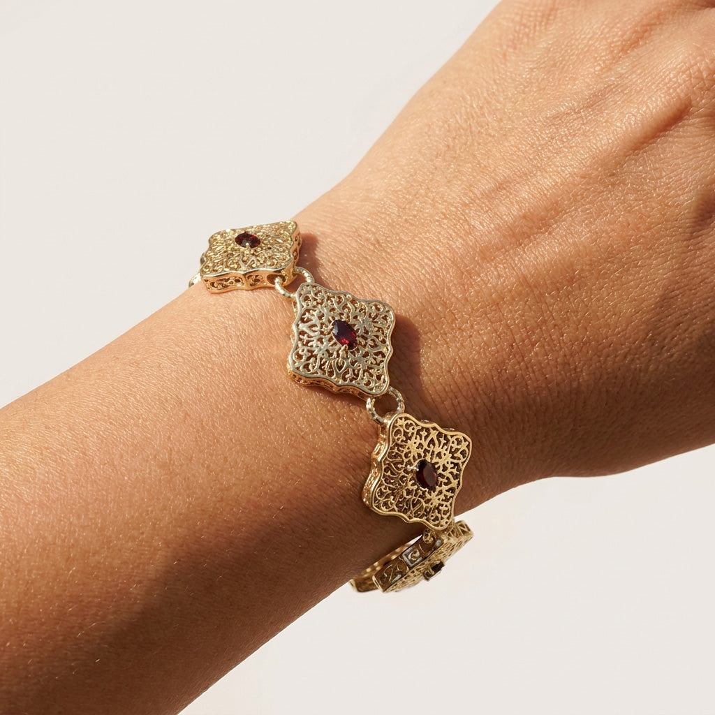 Luxurious Gemstone Panel Toggle Bracelet