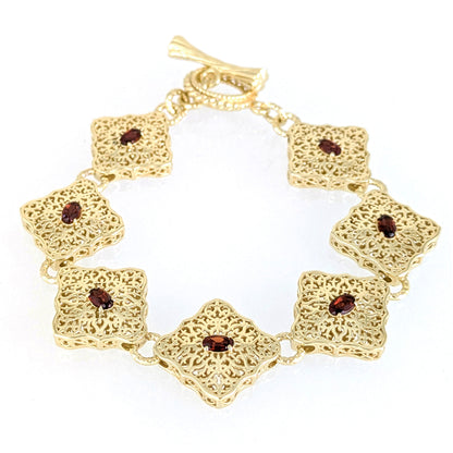 Luxurious Gemstone Panel Toggle Bracelet