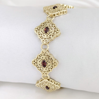 Luxurious Gemstone Panel Toggle Bracelet