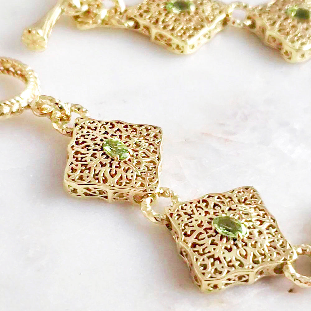 Luxurious Gemstone Panel Toggle Bracelet