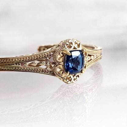 London Blue Topaz Colored Quartz Scrollwork Bangle Bracelet