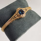 London Blue Topaz Colored Quartz Scrollwork Bangle Bracelet