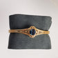 London Blue Topaz Colored Quartz Scrollwork Bangle Bracelet