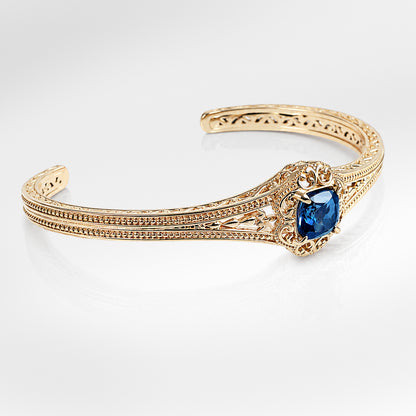 London Blue Topaz Colored Quartz Scrollwork Bangle Bracelet
