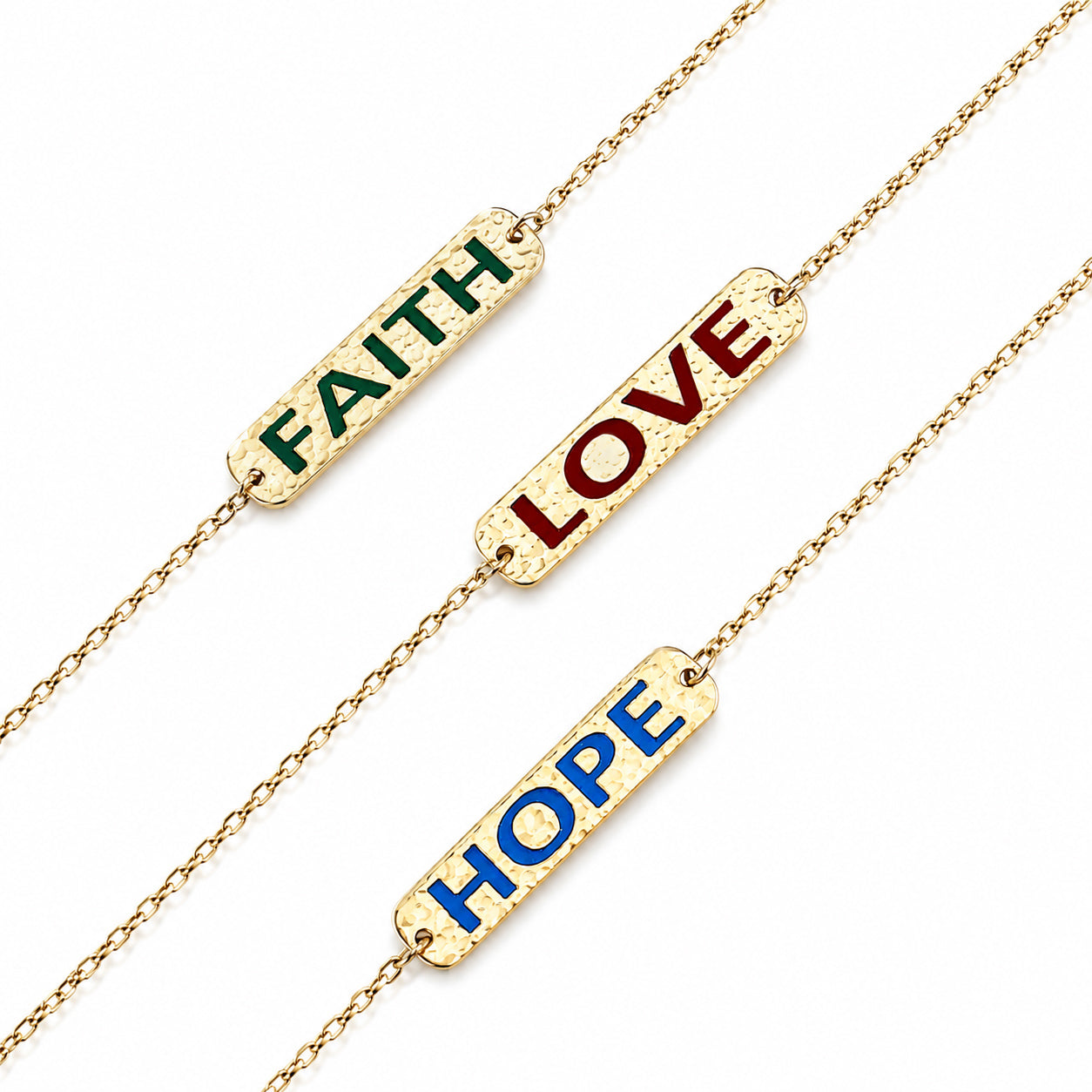 Faith- Love- Hope Enamel Bar Bracelet