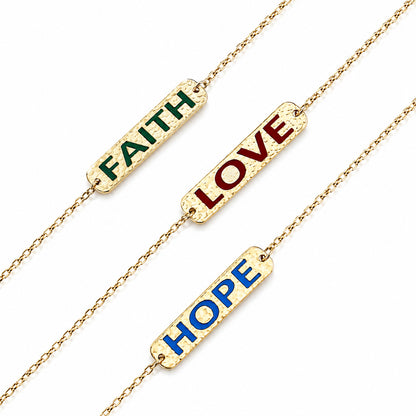 Faith- Love- Hope Enamel Bar Bracelet