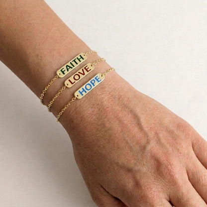Faith- Love- Hope Enamel Bar Bracelet