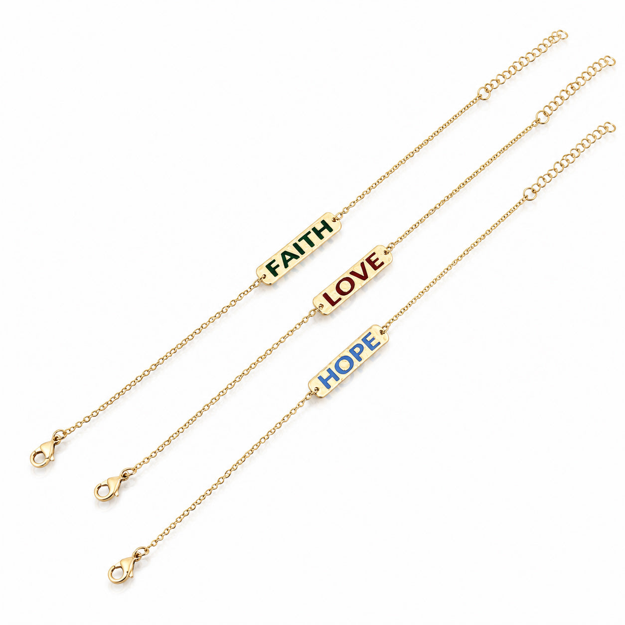 Faith- Love- Hope Enamel Bar Bracelet