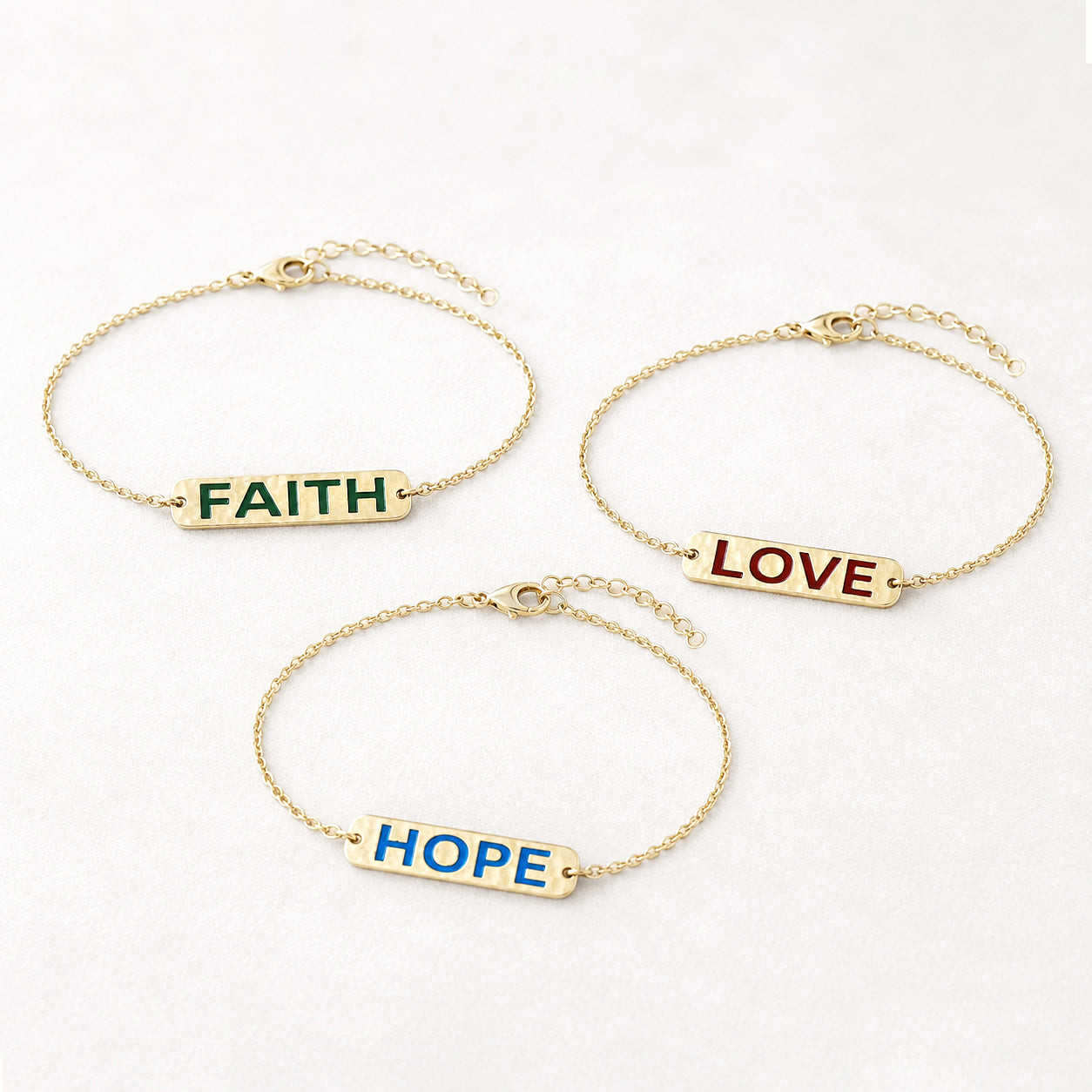 Faith- Love- Hope Enamel Bar Bracelet