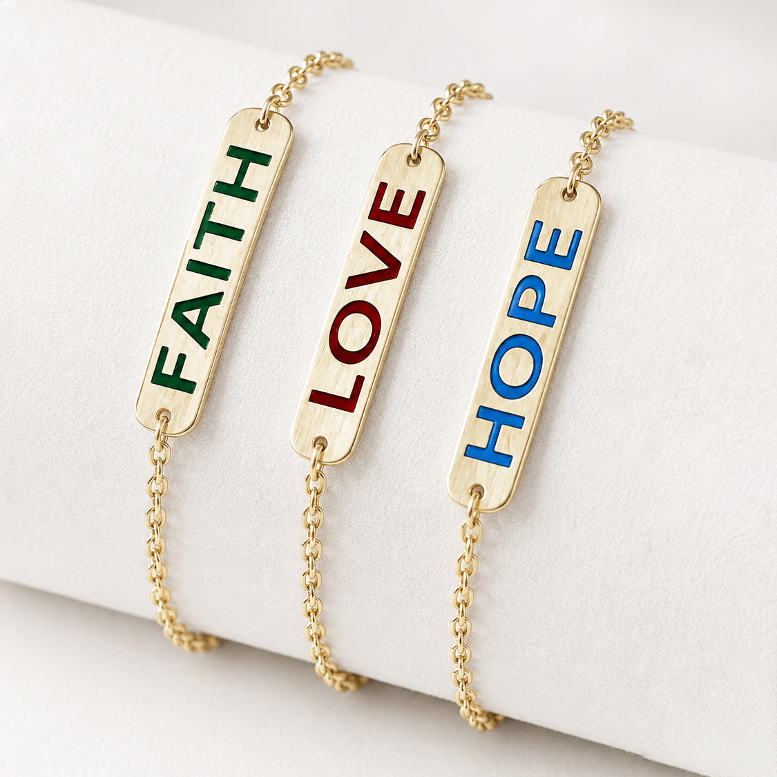 Faith- Love- Hope Enamel Bar Bracelet