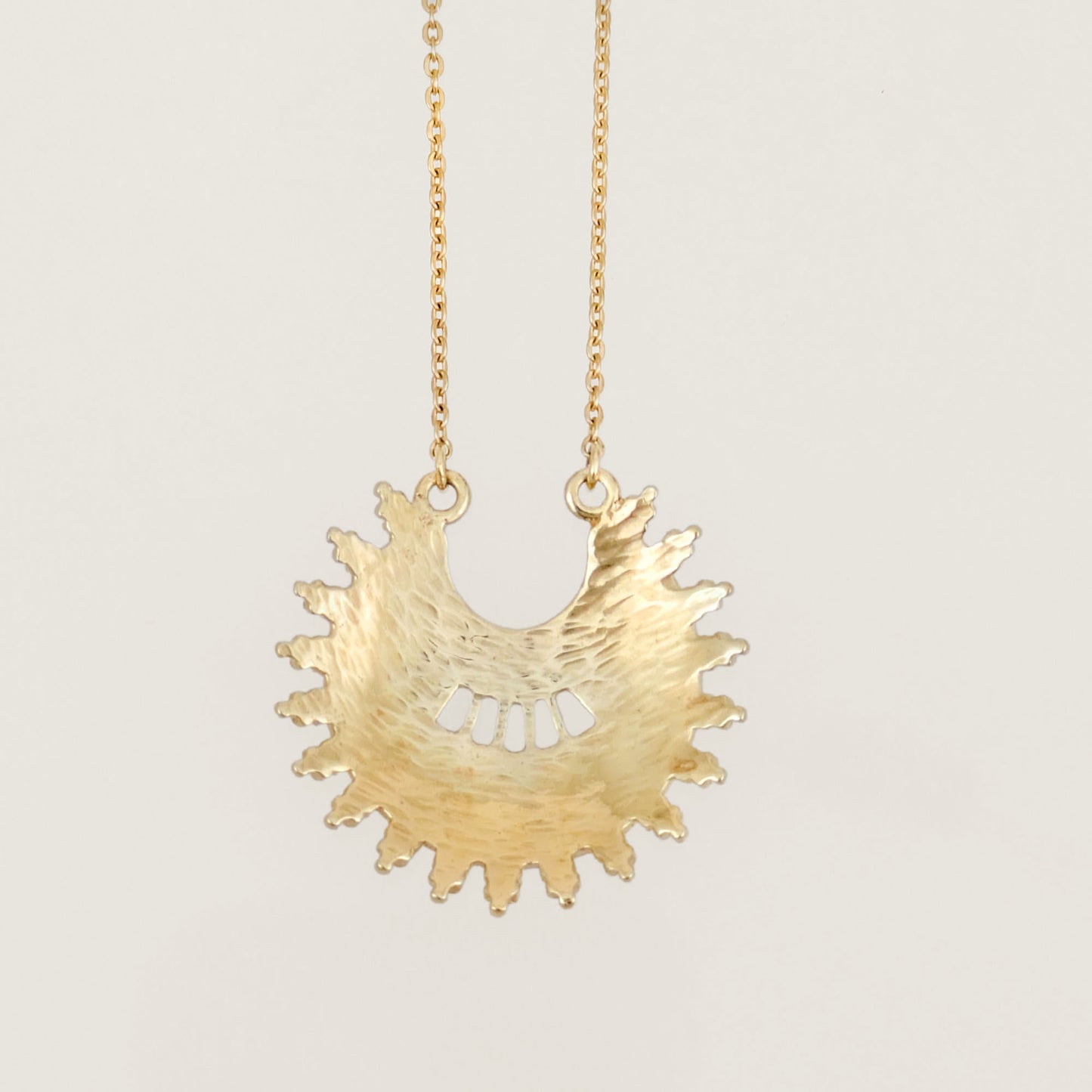 Ottoman Crescent Gold Necklace Filigree Pendant 18k Gold Over Bronze Statement Turkish Jewelry