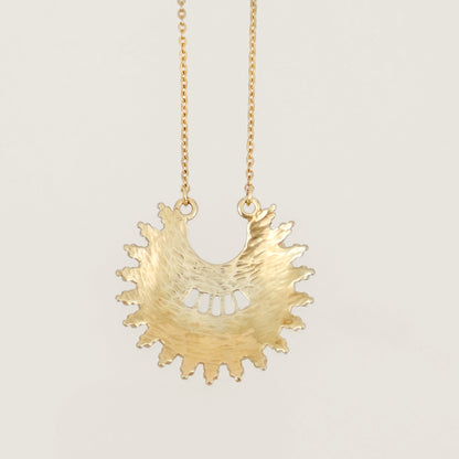 Ottoman Crescent Gold Necklace Filigree Pendant 18k Gold Over Bronze Statement Turkish Jewelry