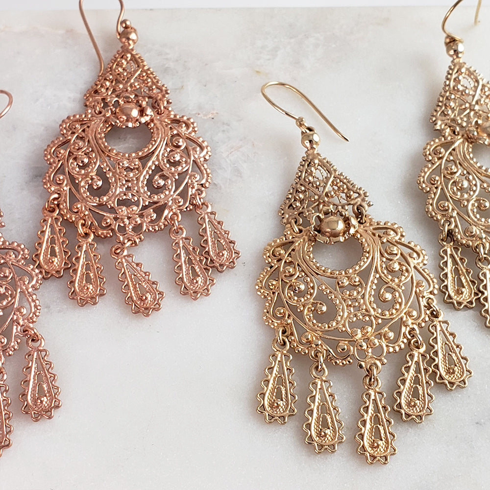 Filigree Chandelier Dangle Earrings