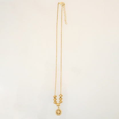 Coin Charm Beaded Necklace Adjustable Gold Necklace