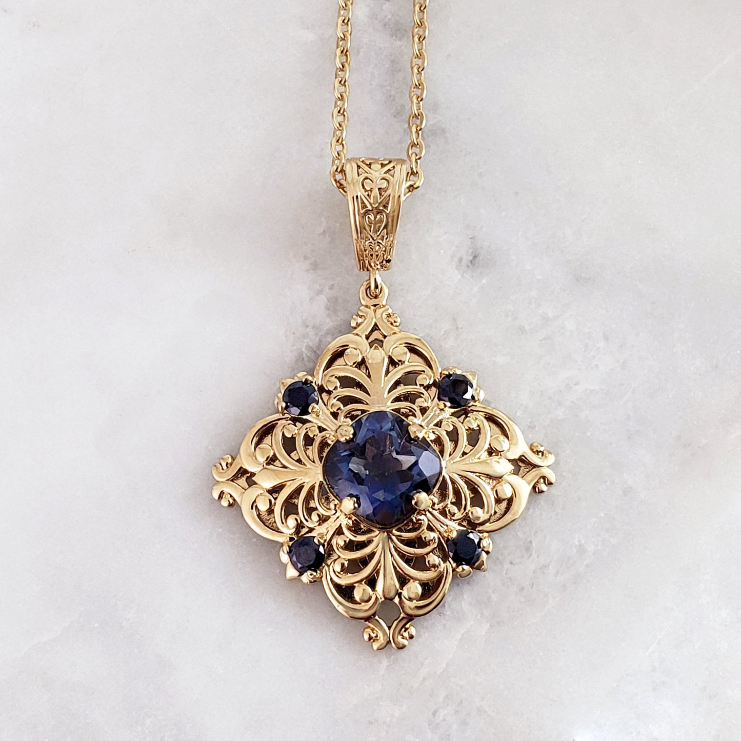 Fine Gemstone Colored Genuine Quart Necklace w/ 18in chain + 2 in extension