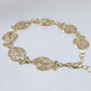 Filigree Link Bracelet with Ornate Detailing - Artisan Handmade Floral Bracelet in 18K Gold Over Bronze