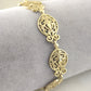 Filigree Link Bracelet with Ornate Detailing - Artisan Handmade Floral Bracelet in 18K Gold Over Bronze