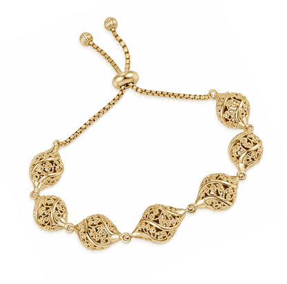 Turkish Nightingale Dimensional Filigree Bolo Bracelet with Adjustable Slide Clasp