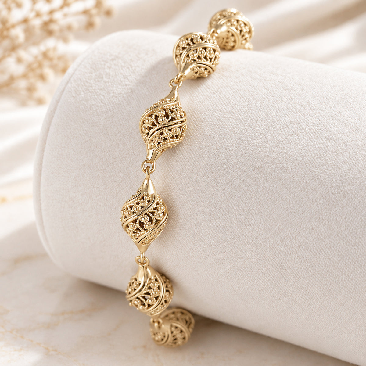 Turkish Nightingale Dimensional Filigree Bolo Bracelet with Adjustable Slide Clasp