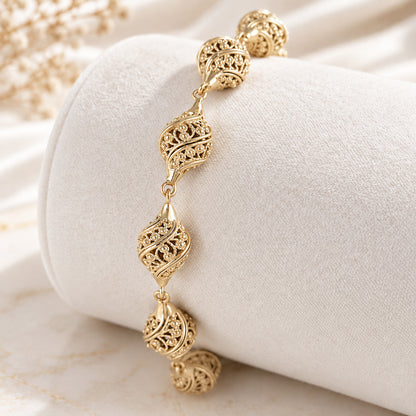 Turkish Nightingale Dimensional Filigree Bolo Bracelet with Adjustable Slide Clasp