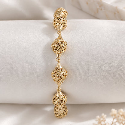 Turkish Nightingale Dimensional Filigree Bolo Bracelet with Adjustable Slide Clasp