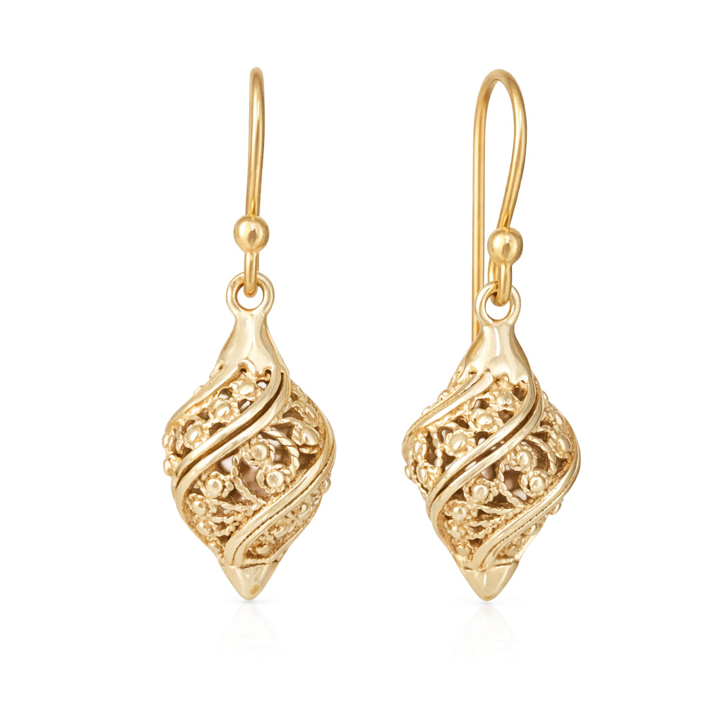 Twisted Filigree Drop Earrings Gold Openwork Jewelry