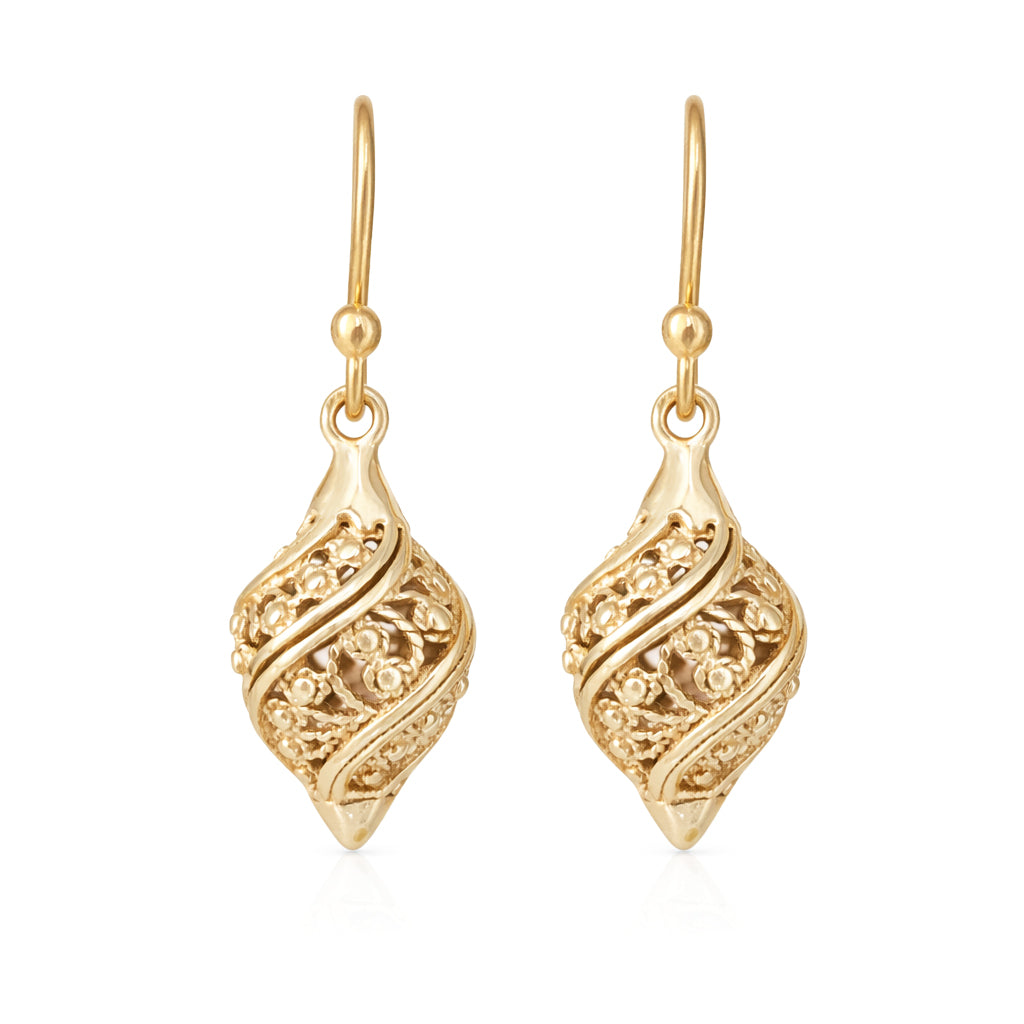 Twisted Filigree Drop Earrings Gold Openwork Jewelry