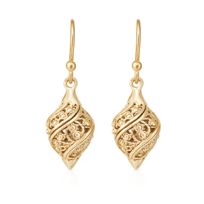 Nightingale Motif Twisted Filigree Drop Earrings