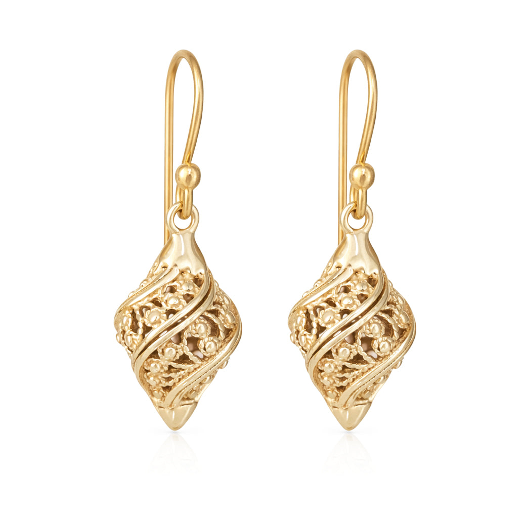 Twisted Filigree Drop Earrings Gold Openwork Jewelry