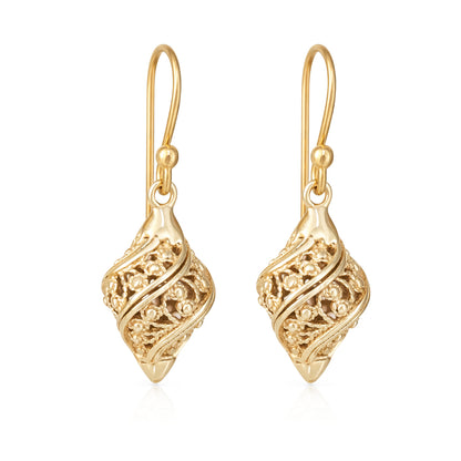 Nightingale Motif Twisted Filigree Drop Earrings