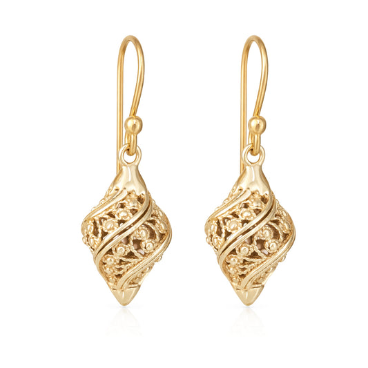 Twisted Filigree Drop Earrings Gold Openwork Jewelry