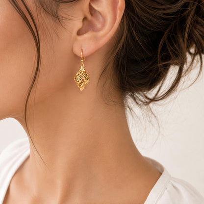 Nightingale Motif Twisted Filigree Drop Earrings