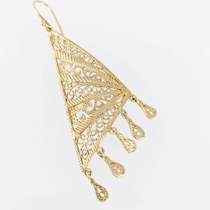 Geometric Filigree Drop Earrings Long